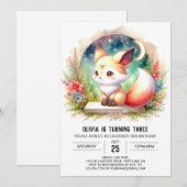Invitation Fun Wild Fox Anniversaire numérique (Devant / Derrière)