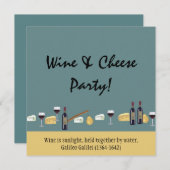 Invitation Fun Wine and Cheese Party - avec citation (Devant / Derrière)