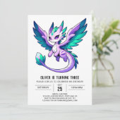 Invitation Fun Woodland Dragon Anniversaire (Debout devant)