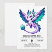 Invitation Fun Woodland Dragon Anniversaire (Devant / Derrière)