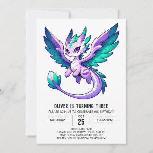 Invitation Fun Woodland Dragon Anniversaire