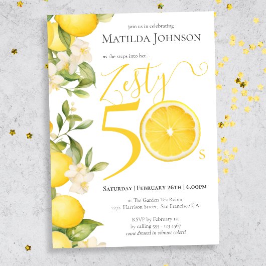 Invitation Fun Zesty Lemon 50e fête d'anniversaire