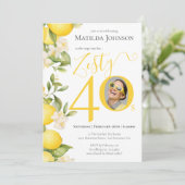 Invitation Fun Zesty Lemon Photo 40th Birthday Party (Debout devant)
