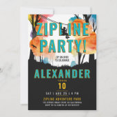 Invitation Fun Zipline Colorée Party Aventure Aquarelle (Devant)