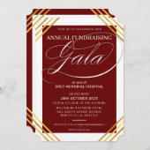 Invitation FUNDRAISING GALA événement fancy or cadre marron (Devant / Derrière)