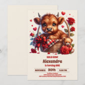 Invitation Fundy Farm Holy Cow Highland 1er anniversaire (Devant / Derrière)