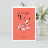 Invitation Fundy Pun de Fruit Melon Classroom Valentine Card (Debout devant)