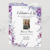 Invitation funèbre de faire-part d'orchidées (Devant / Derrière)