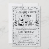 Invitation Funérailles 30 ans Doodle Stone RIP 20s (Devant)