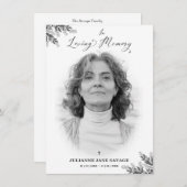 Invitation Funérailles Black White Photo Service commémoratif (Devant / Derrière)