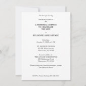 Invitation Funérailles Black White Photo Service commémoratif (Dos)