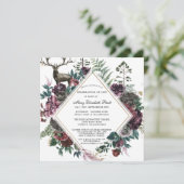 Invitation Funérailles Bourgogne Rouge Floral Célébration de  (Debout devant)