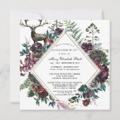 Invitation Funérailles Bourgogne Rouge Floral Célébration de  (Devant)