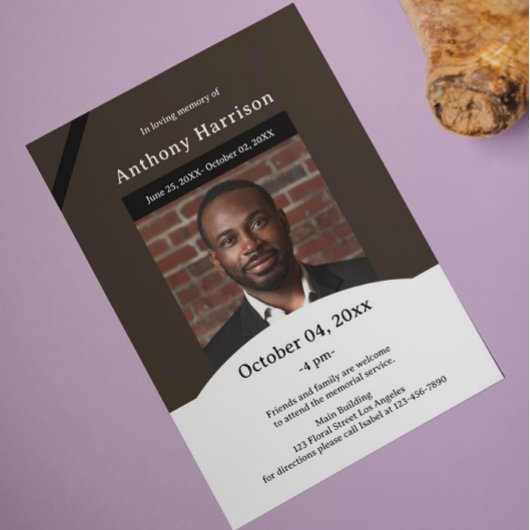 Invitation Funérailles Brown et blanches