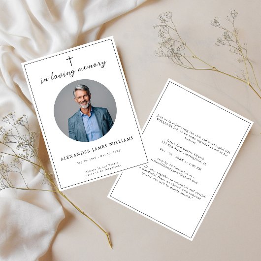 Invitation Funérailles catholiques en mémoire d'amour