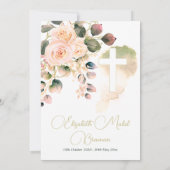 Invitation Funérailles Christian Floral Élégant Rose (Dos)