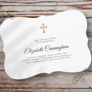 Invitation Funérailles commémoratives moderne avec la Croix d