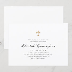 Invitation Funérailles commémoratives Moderne Croix d'or simp