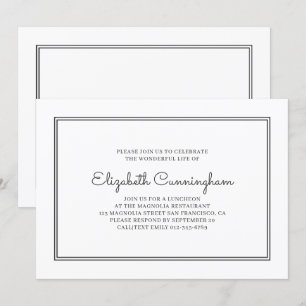 Invitation Funérailles commémoratives modernes et simples