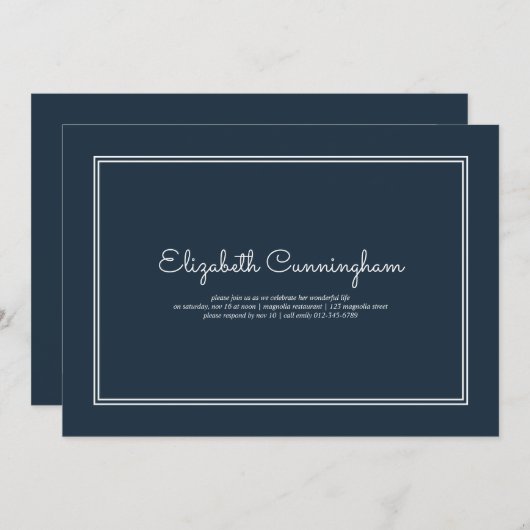 Invitation Funérailles commémoratives modernes simples et élé (Devant / Derrière)