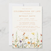 Invitation Funérailles du service commémoratif Fleur sauvage  (Devant)