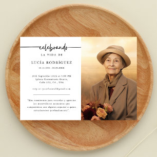 Invitation Funérailles en espagnol Photo commémorative des