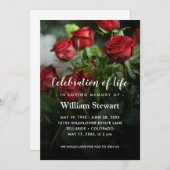 Invitation Funérailles Florales | Célébration de la vie Roses (Devant / Derrière)