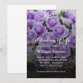 Invitation Funérailles Florales | Célébration de la Vie Roses (Devant / Derrière)