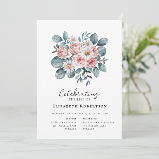 Invitation Funérailles florales de l'Eucalyptus Boho (Debout devant)