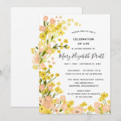 Invitation Funérailles florales jaunes du pays moderne (Devant / Derrière)