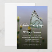 Invitation Funérailles florales | Papillons Fête de la Vie (Devant / Derrière)