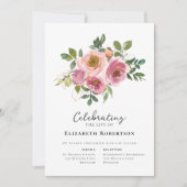 Invitation Funérailles florales roses (Devant)