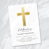Invitation Funérailles Gold Foil Cross