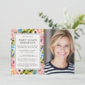 Invitation Funérailles Jolies fleurs Fête de la vie Photo (Debout devant)