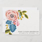 Invitation Funérailles Jolies fleurs Fête de la vie Photo (Dos)