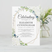 Invitation Funérailles Mémorial Floral moderne Woodsy géométr (Debout devant)