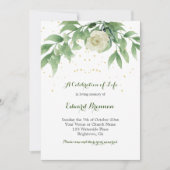 Invitation Funérailles Mémorial Photo Élégant Rose Foliage (Devant)