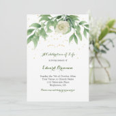 Invitation Funérailles Mémorial Photo Élégant Rose Foliage (Debout devant)