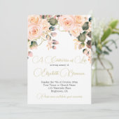 Invitation Funérailles Memorial Photo Elegant rose Rose Flora (Debout devant)