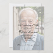 Invitation Funérailles Mémorial Photo Élégante (Devant)