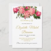 Invitation Funérailles Memorial rose Roses Célébration de la  (Devant)