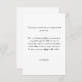 Invitation Funérailles Merci Notes pour les dons (Devant / Derrière)