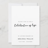 Invitation Funérailles minimalistes | Célébration moderne de  (Devant)