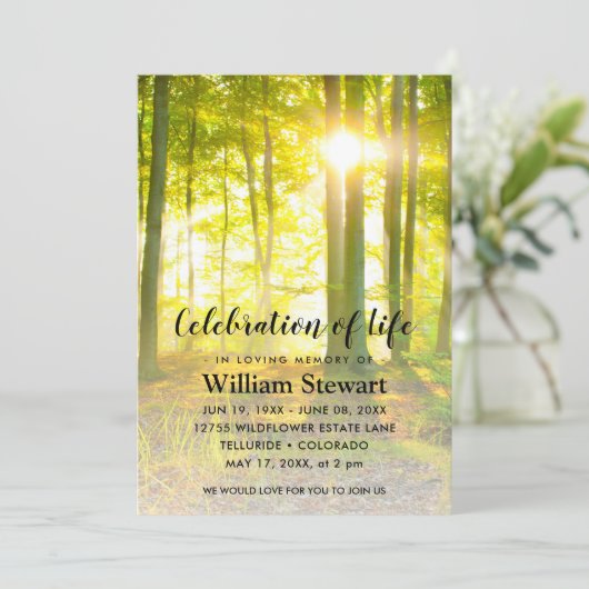 Invitation Funérailles modernes | Célébration du coucher du s (Debout devant)