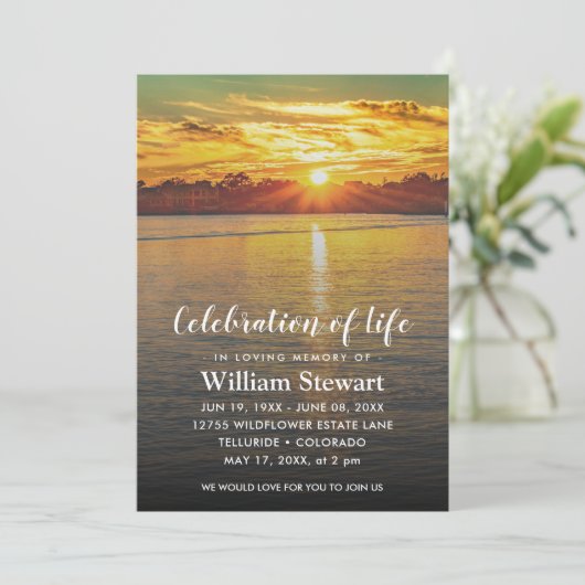 Invitation Funérailles modernes | Célébration du coucher du s (Debout devant)