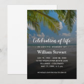 Invitation Funérailles modernes | Palmiers de plage Fête de l (Devant / Derrière)