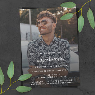 Invitation Funérailles modernes   Photo Célébration de la vie