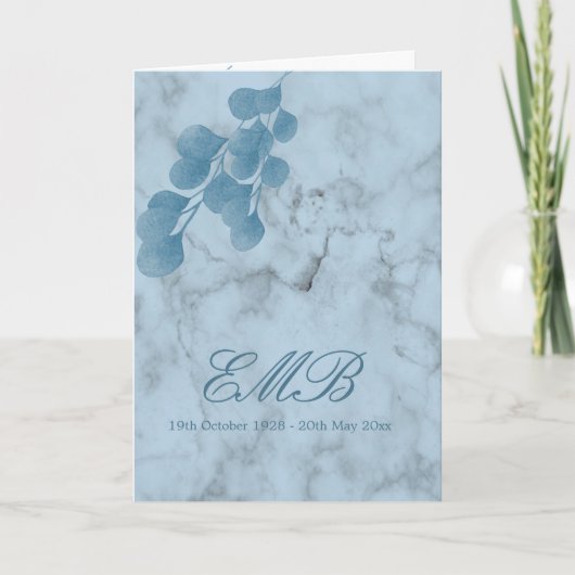 Invitation Funérailles Photo Blue Eucalyptus Célébration De L (Devant)