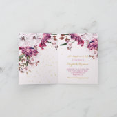 Invitation Funérailles Photo Bourgogne Florale Élégante Invit (Intérieur)