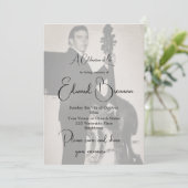 Invitation Funérailles Photo Élégante Célébration De La Vie D (Debout devant)